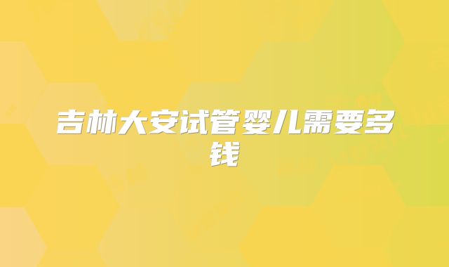 吉林大安试管婴儿需要多钱