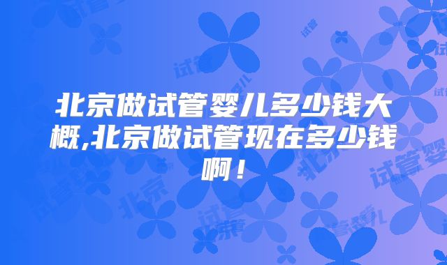 北京做试管婴儿多少钱大概,北京做试管现在多少钱啊！