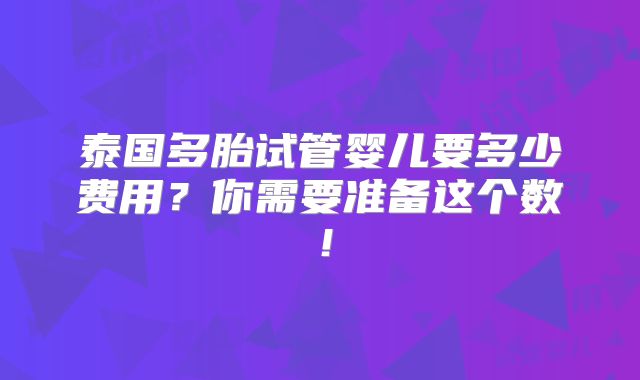 泰国多胎试管婴儿要多少费用?你需要准备这个数!