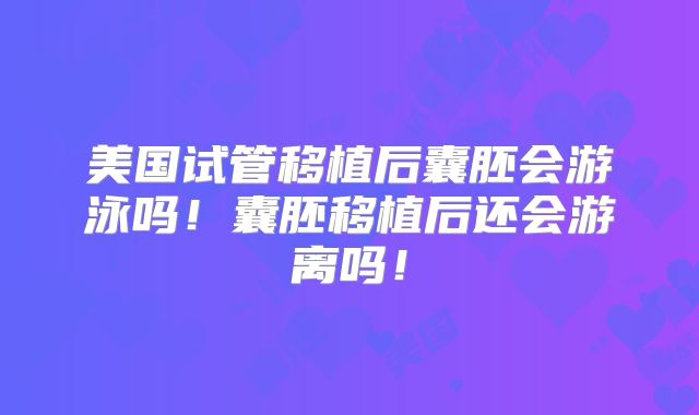 美国试管移植后囊胚会游泳吗！囊胚移植后还会游离吗！
