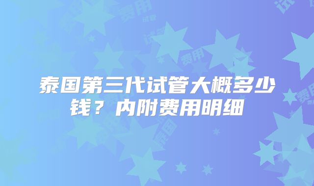 泰国第三代试管大概多少钱？内附费用明细