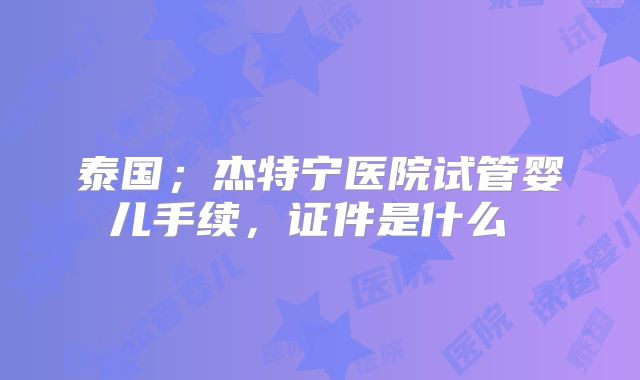 泰国；杰特宁医院试管婴儿手续，证件是什么  