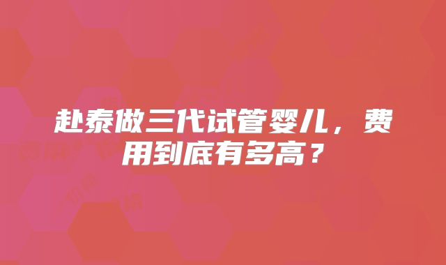 赴泰做三代试管婴儿，费用到底有多高？