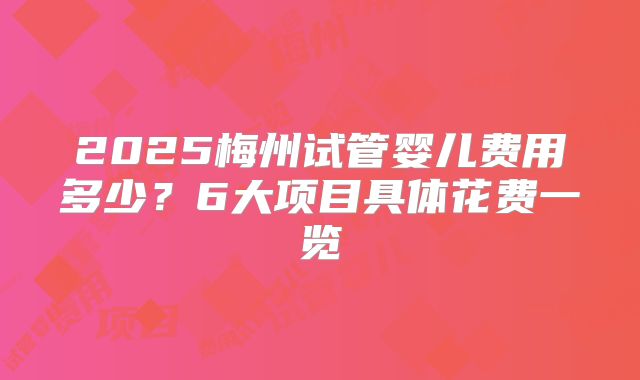 2025梅州试管婴儿费用多少?6大项目具体花费一览