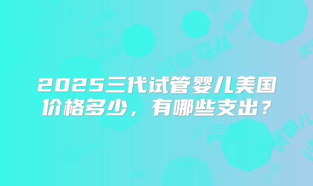 2025三代试管婴儿美国价格多少，有哪些支出？