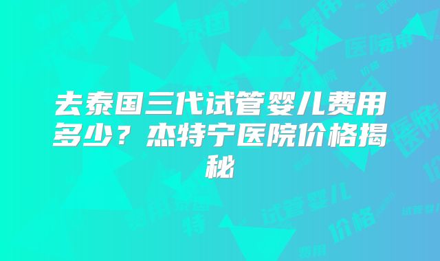 去泰国三代试管婴儿费用多少？杰特宁医院价格揭秘
