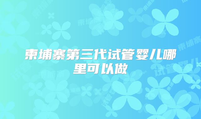 柬埔寨第三代试管婴儿哪里可以做