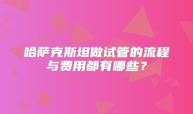 哈萨克斯坦做试管的流程与费用都有哪些？