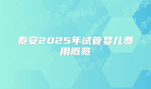 泰安2025年试管婴儿费用概览