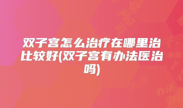 双子宫怎么治疗在哪里治比较好(双子宫有办法医治吗)