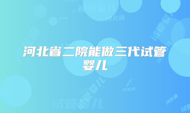 河北省二院能做三代试管婴儿