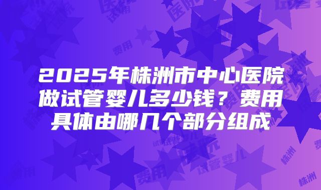 2025年株洲市中心医院做试管婴儿多少钱?费用具体由哪几个部分组成