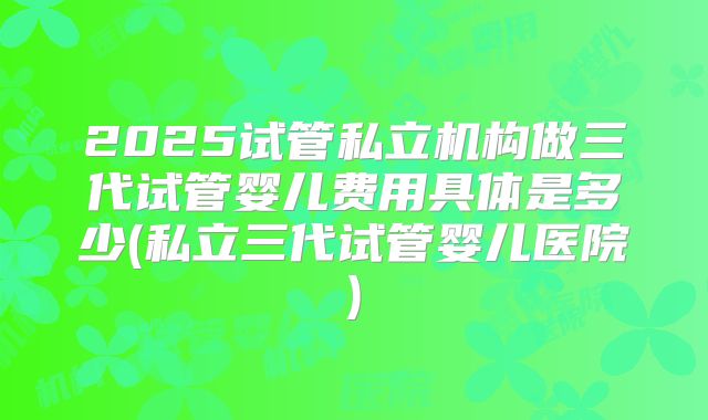 2025试管私立机构做三代试管婴儿费用具体是多少(私立三代试管婴儿医院)