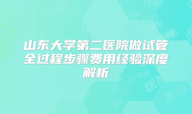 山东大学第二医院做试管全过程步骤费用经验深度解析
