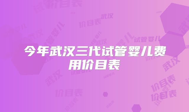今年武汉三代试管婴儿费用价目表