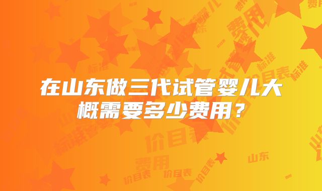 在山东做三代试管婴儿大概需要多少费用？