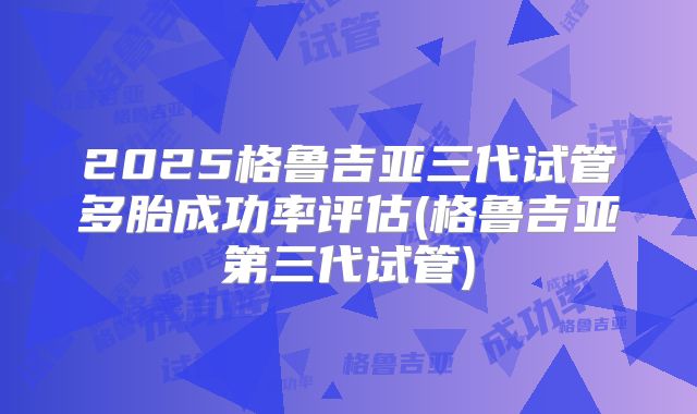 2025格鲁吉亚三代试管多胎成功率评估(格鲁吉亚第三代试管)