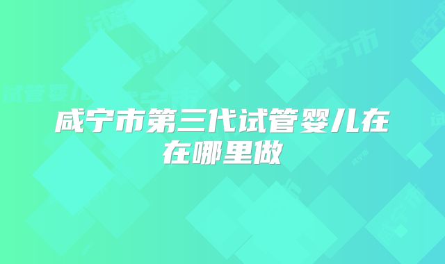 咸宁市第三代试管婴儿在在哪里做