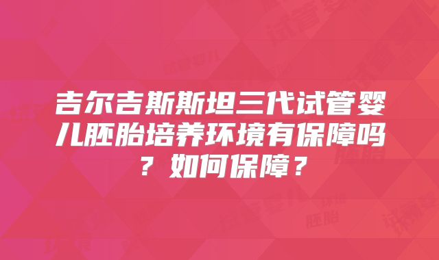 吉尔吉斯斯坦三代试管婴儿胚胎培养环境有保障吗？如何保障？