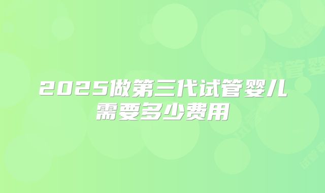 2025做第三代试管婴儿需要多少费用