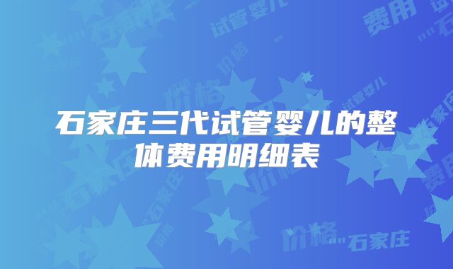 石家庄三代试管婴儿的整体费用明细表