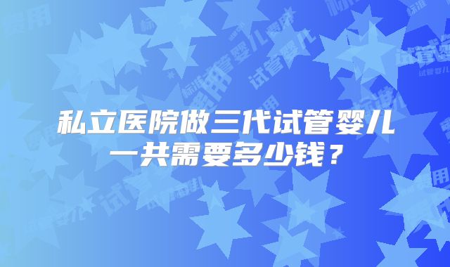 私立医院做三代试管婴儿一共需要多少钱？