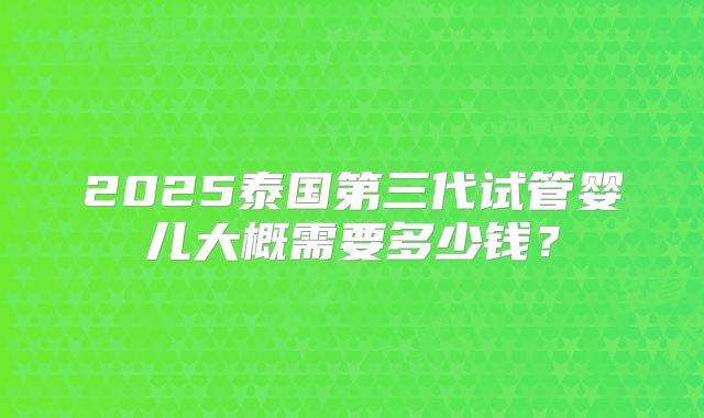 2025泰国第三代试管婴儿大概需要多少钱?
