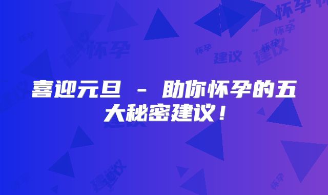 喜迎元旦 - 助你怀孕的五大秘密建议!