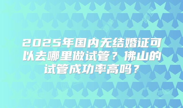 2025年国内无结婚证可以去哪里做试管?佛山的试管成功率高吗?