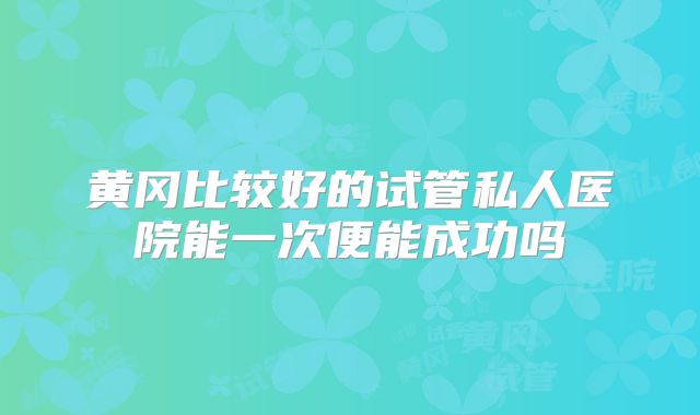 黄冈比较好的试管私人医院能一次便能成功吗