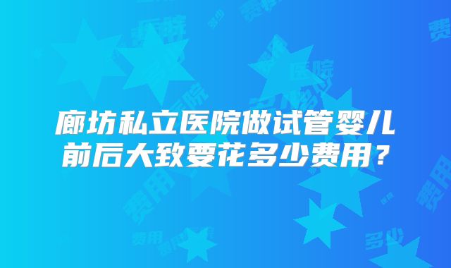 廊坊私立医院做试管婴儿前后大致要花多少费用？