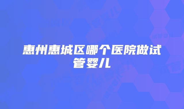 惠州惠城区哪个医院做试管婴儿