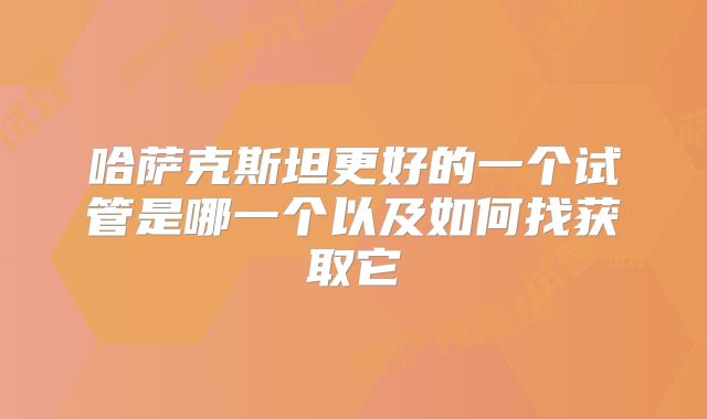 哈萨克斯坦更好的一个试管是哪一个以及如何找获取它