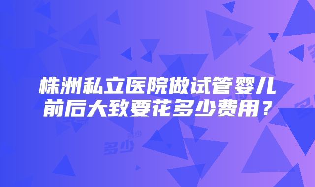 株洲私立医院做试管婴儿前后大致要花多少费用？