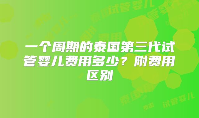 一个周期的泰国第三代试管婴儿费用多少?附费用区别