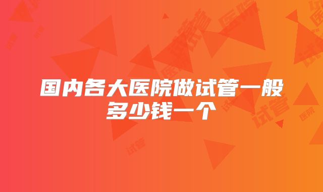 国内各大医院做试管一般多少钱一个
