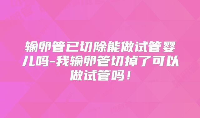 输卵管已切除能做试管婴儿吗-我输卵管切掉了可以做试管吗!