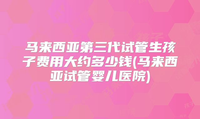 马来西亚第三代试管生孩子费用大约多少钱(马来西亚试管婴儿医院)