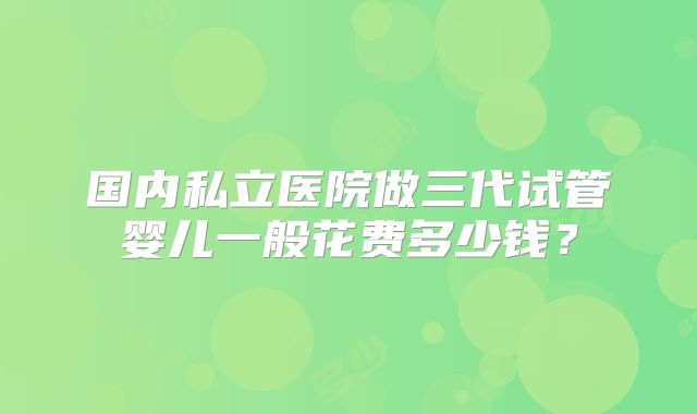 国内私立医院做三代试管婴儿一般花费多少钱？