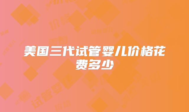 美国三代试管婴儿价格花费多少