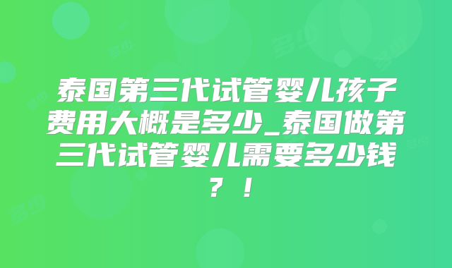 泰国第三代试管婴儿孩子费用大概是多少_泰国做第三代试管婴儿需要多少钱？！