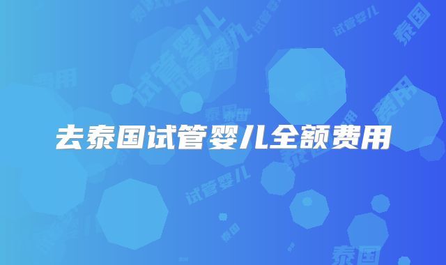 去泰国试管婴儿全额费用