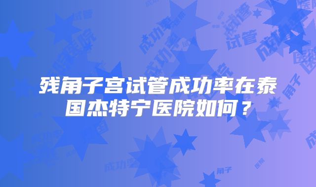 残角子宫试管成功率在泰国杰特宁医院如何？