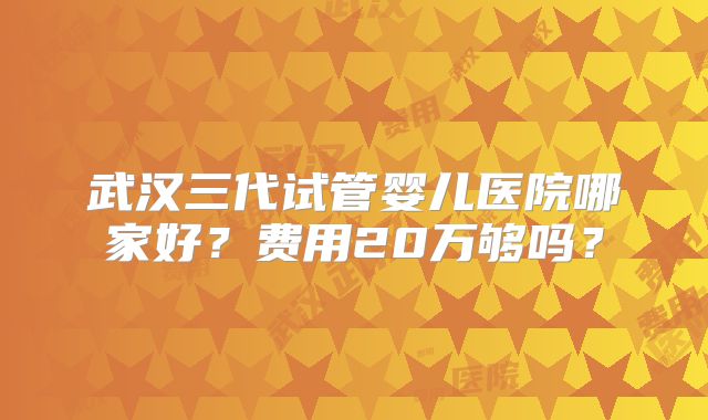 武汉三代试管婴儿医院哪家好？费用20万够吗？