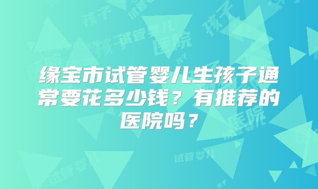 缘宝市试管婴儿生孩子通常要花多少钱？有推荐的医院吗？