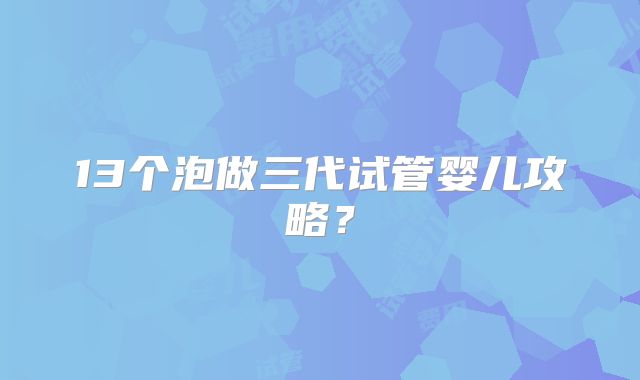 13个泡做三代试管婴儿攻略?
