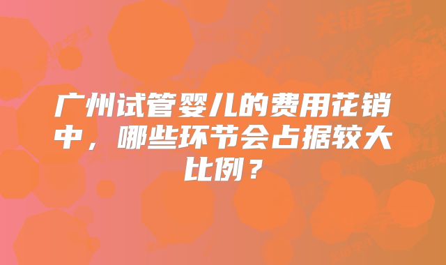 广州试管婴儿的费用花销中，哪些环节会占据较大比例？