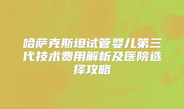 哈萨克斯坦试管婴儿第三代技术费用解析及医院选择攻略