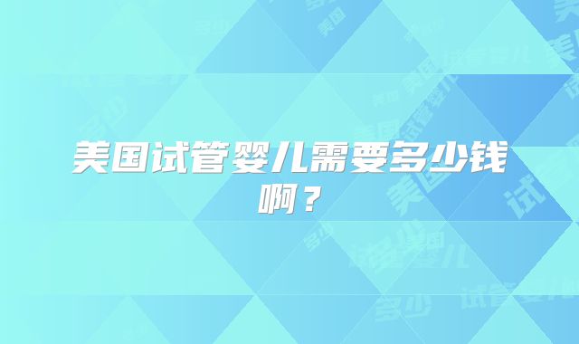 美国试管婴儿需要多少钱啊？