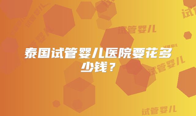 泰国试管婴儿医院要花多少钱？